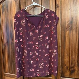 Papermoon Burgundy Floral Sleeveless V-Neck Blouse